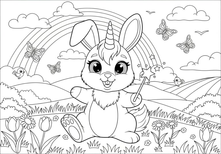 Unicorn Rabbit Picture to Print Out and Color