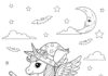 Unicorn Witch Coloring Page to Print Out and Color