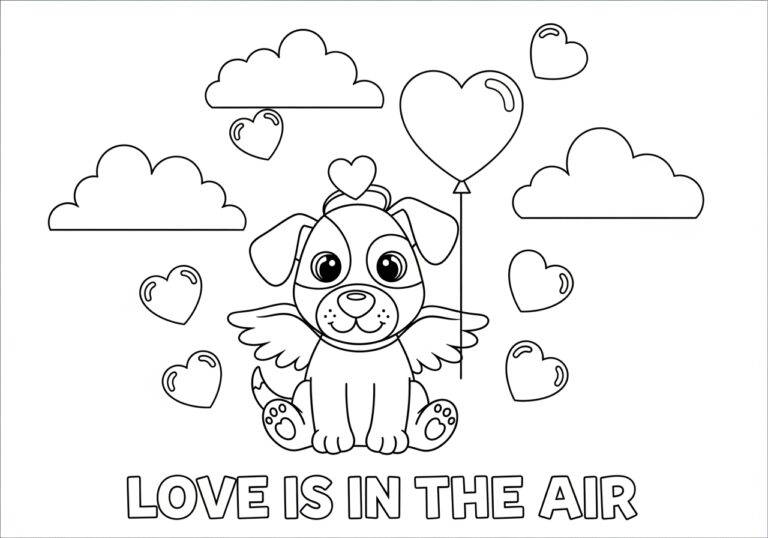 Valentine’s Day Dog Coloring Pages for Kids Valentine’s Day Dog Coloring Pages for Kids