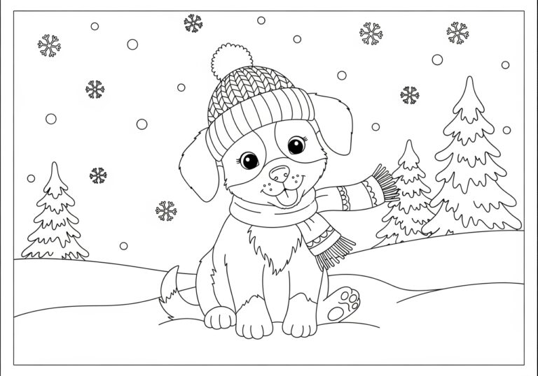 Winter Dog Coloring Pages: Fun and Festive Designs