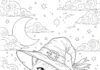 Witch Cat Coloring Page to Print Out and Color