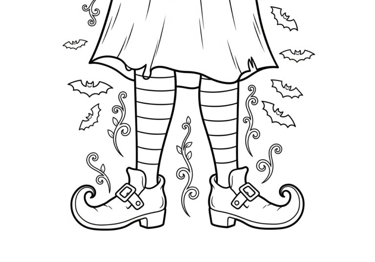 Witch Legs Coloring Page to Print and Color