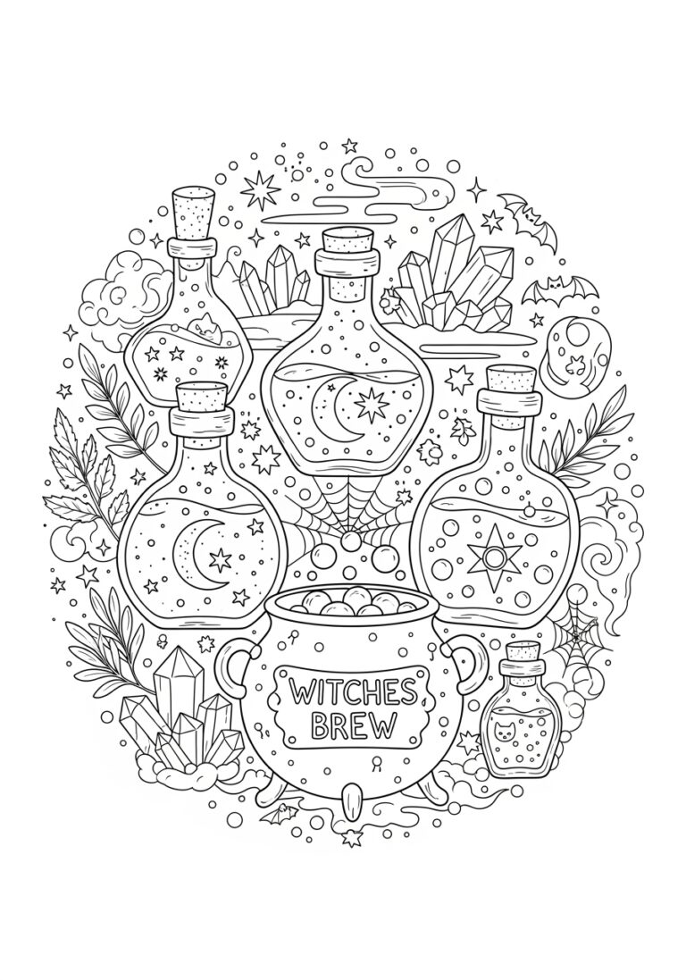 Witch’s Brew Coloring Page to Print and Color