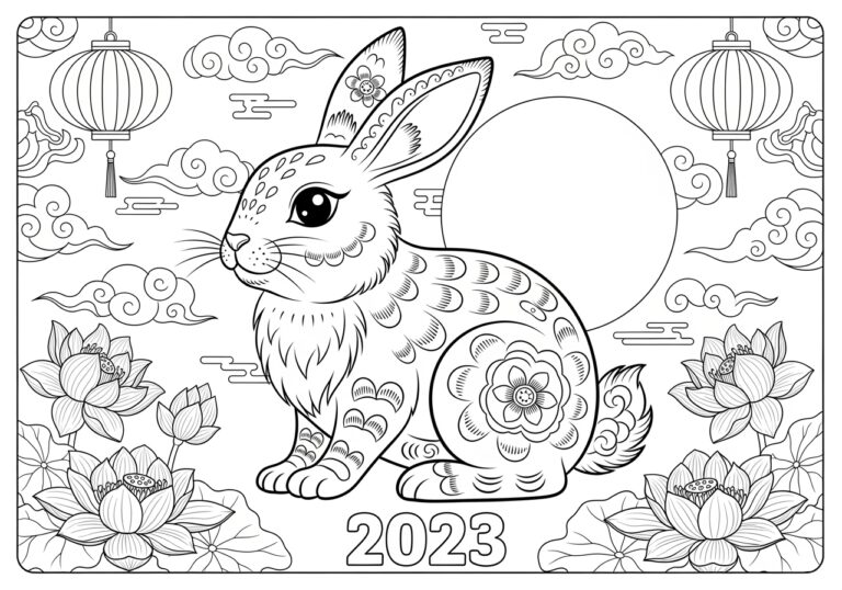 Year of the Rabbit Coloring Page
