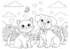 Cat and Dog Coloring Sheet