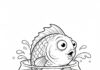 Cat in the Hat Fish Coloring Page to Print Out and Color