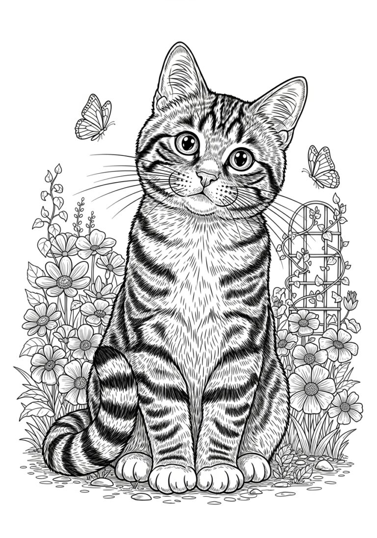 Real Cat Coloring Page to Print Out and Color