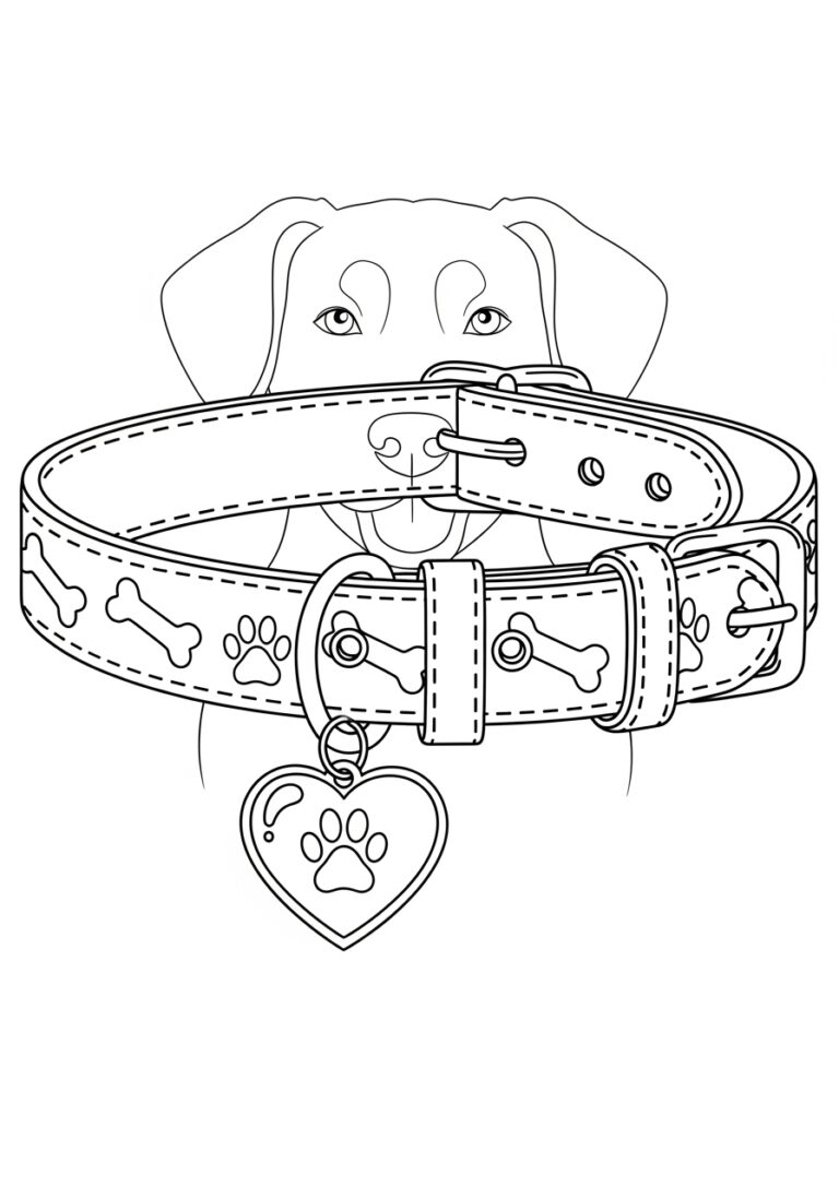 Dog Collar Coloring Page Dog Collar Coloring Page