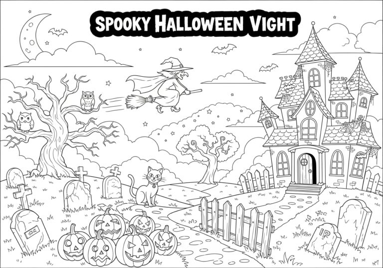 3D Halloween Coloring Page 3D Halloween Coloring Page