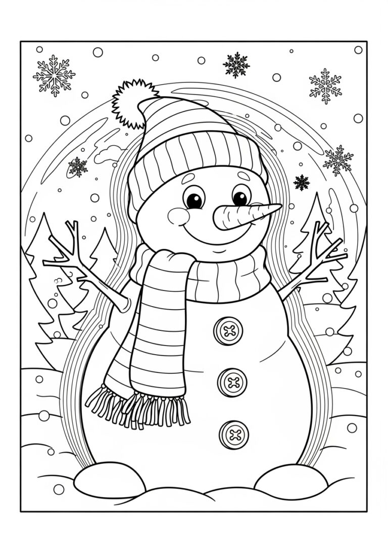 3D Illusion Snowman Coloring Page to Color 3D Illusion Snowman Coloring Page to Color