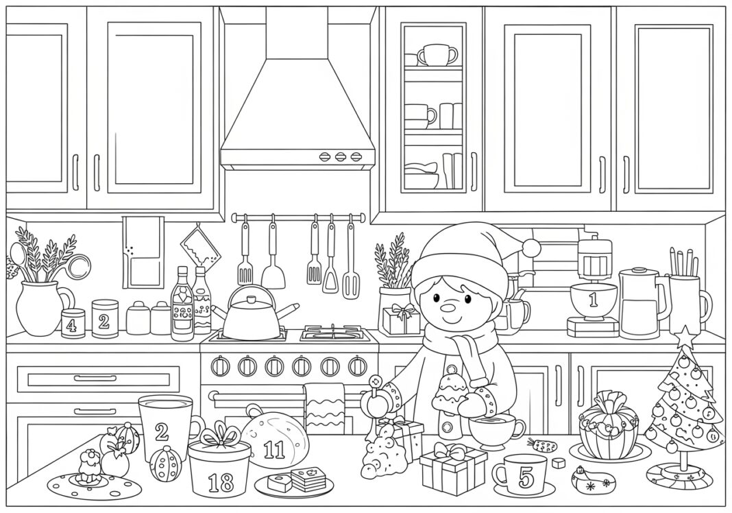 Christmas Music Coloring Page for Kids Printable