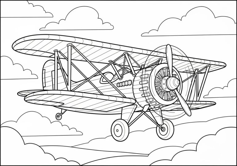 Aeroplane Coloring Image to Print Out and Color