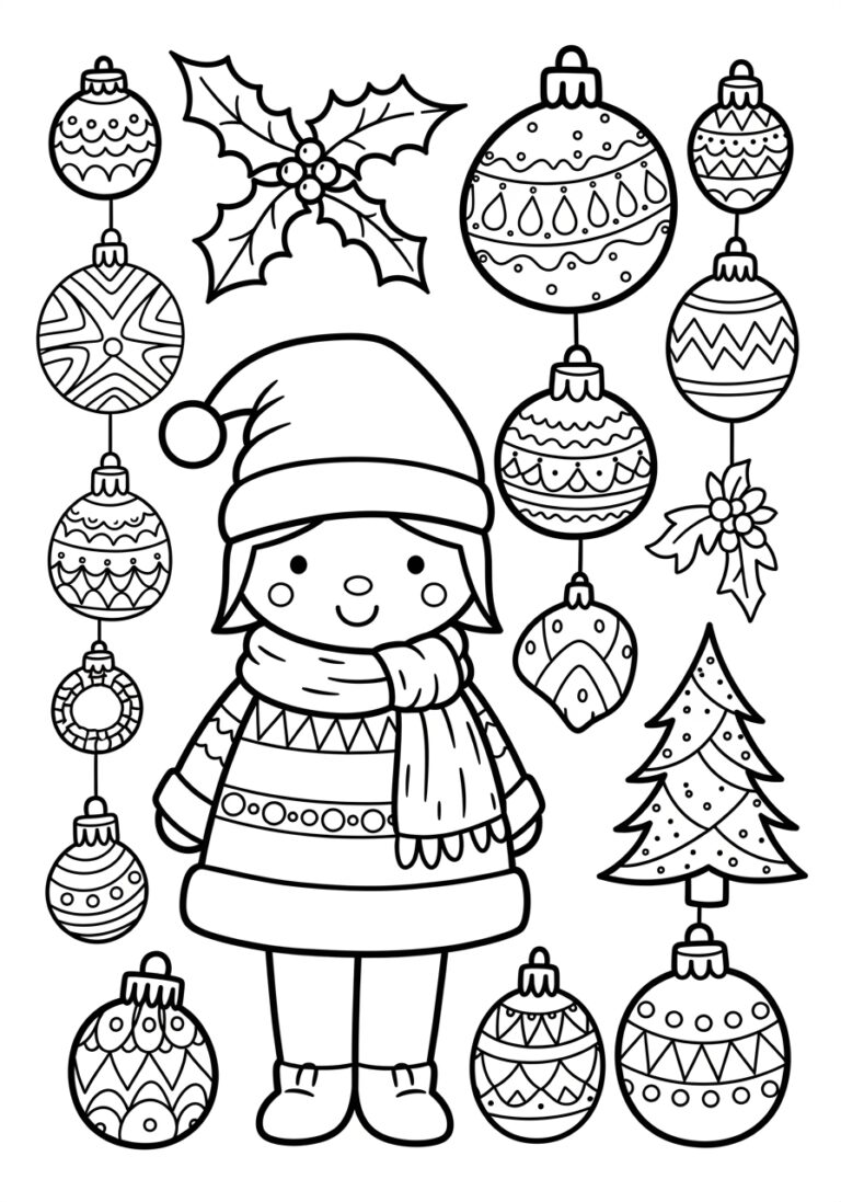 Aesthetic Christmas Coloring Page