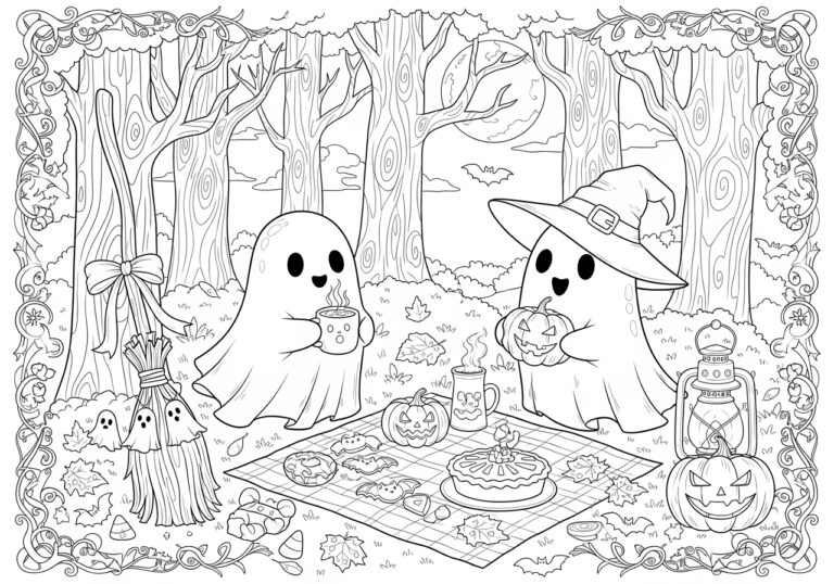 Aesthetic Halloween Coloring Page