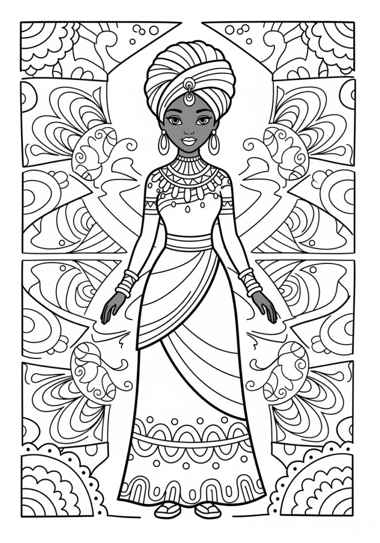 African Princess Coloring Page African Princess Coloring Page