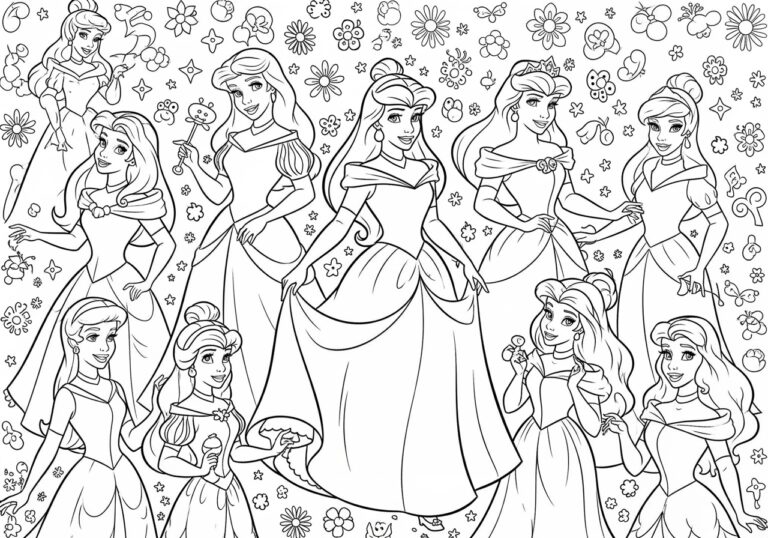 All Disney Princesses Colouring Page All Disney Princesses Colouring Page