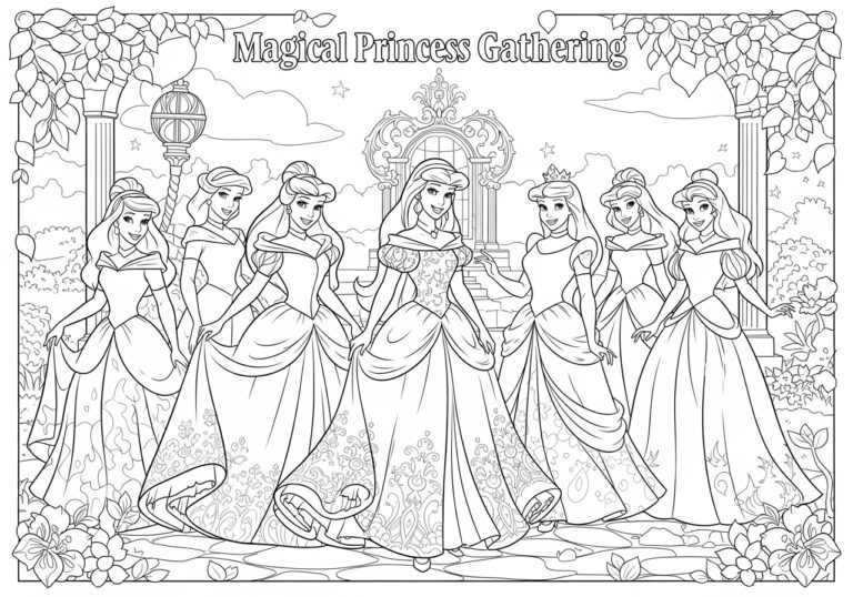 All the Disney Princess Coloring Page All the Disney Princess Coloring Page