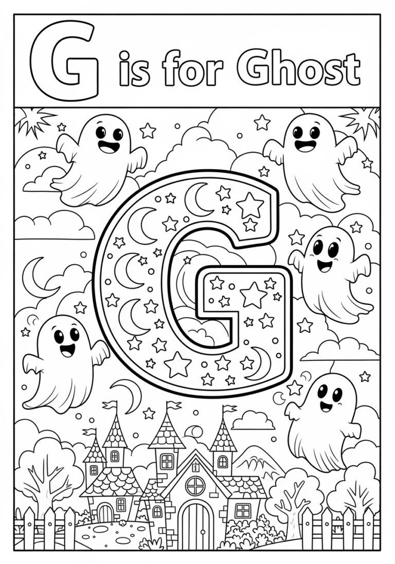 Alphabet Letter G Ghost Coloring Page Alphabet Letter G Ghost Coloring Page