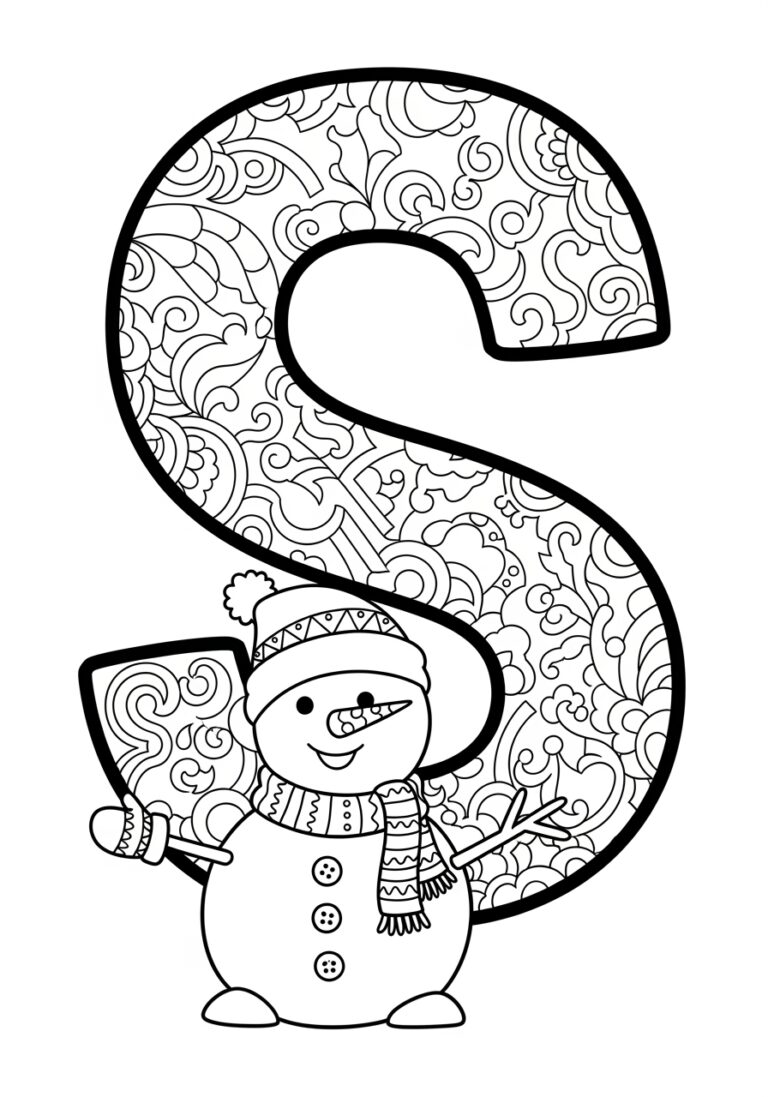Alphabet Letter S Snowman Coloring Page Alphabet Letter S Snowman Coloring Page