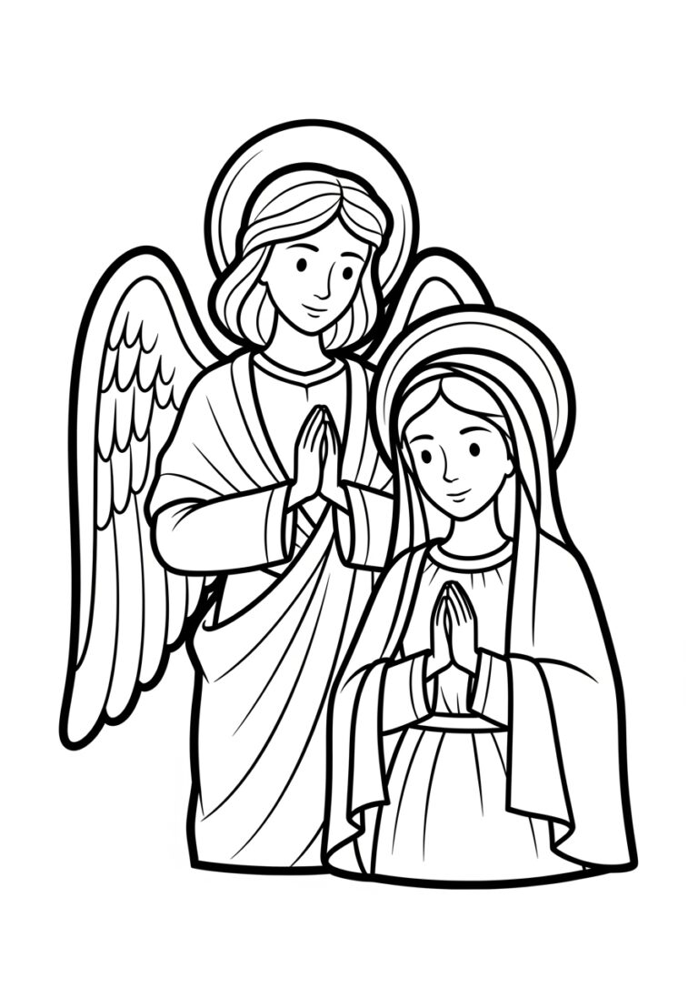 Angel Gabriel and Mary Coloring Page Angel Gabriel and Mary Coloring Page