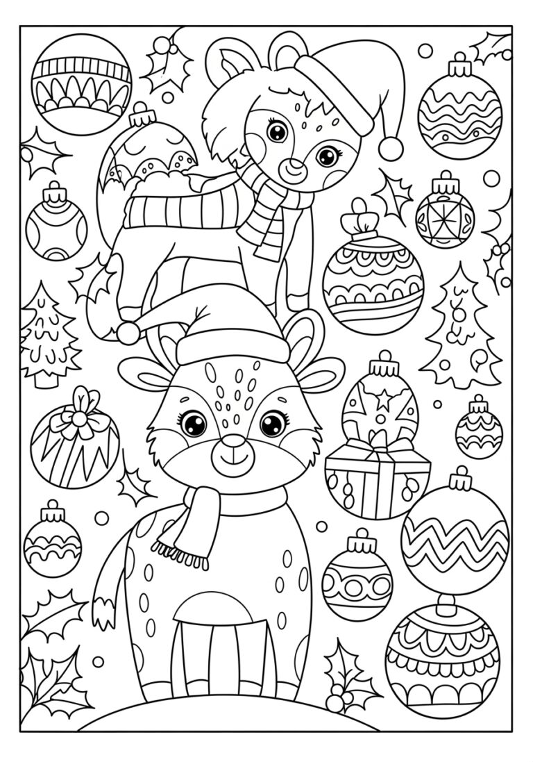 Animal Christmas Coloring Page Animal Christmas Coloring Page