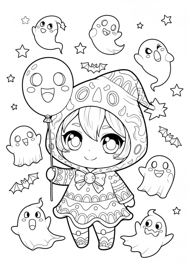 Anime Chibi Ghost Coloring Page Anime Chibi Ghost Coloring Page