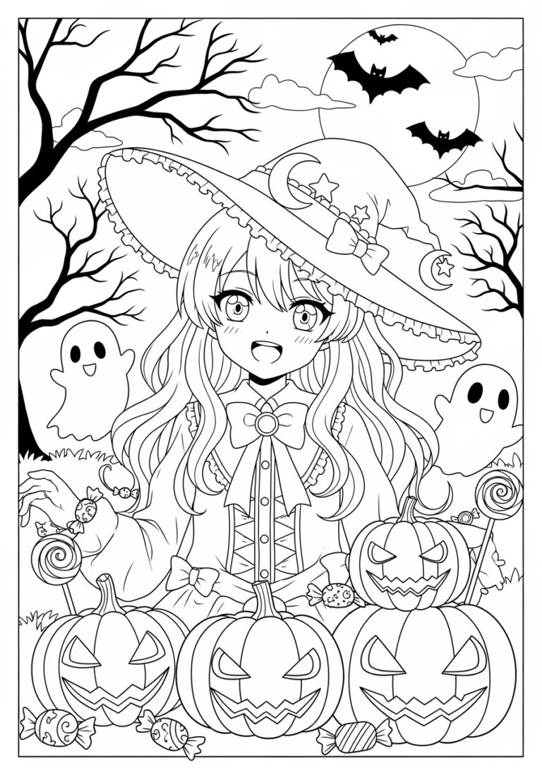 Anime Halloween Coloring Page Anime Halloween Coloring Page