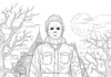 Anime-style Michael Myers Character Coloring Page