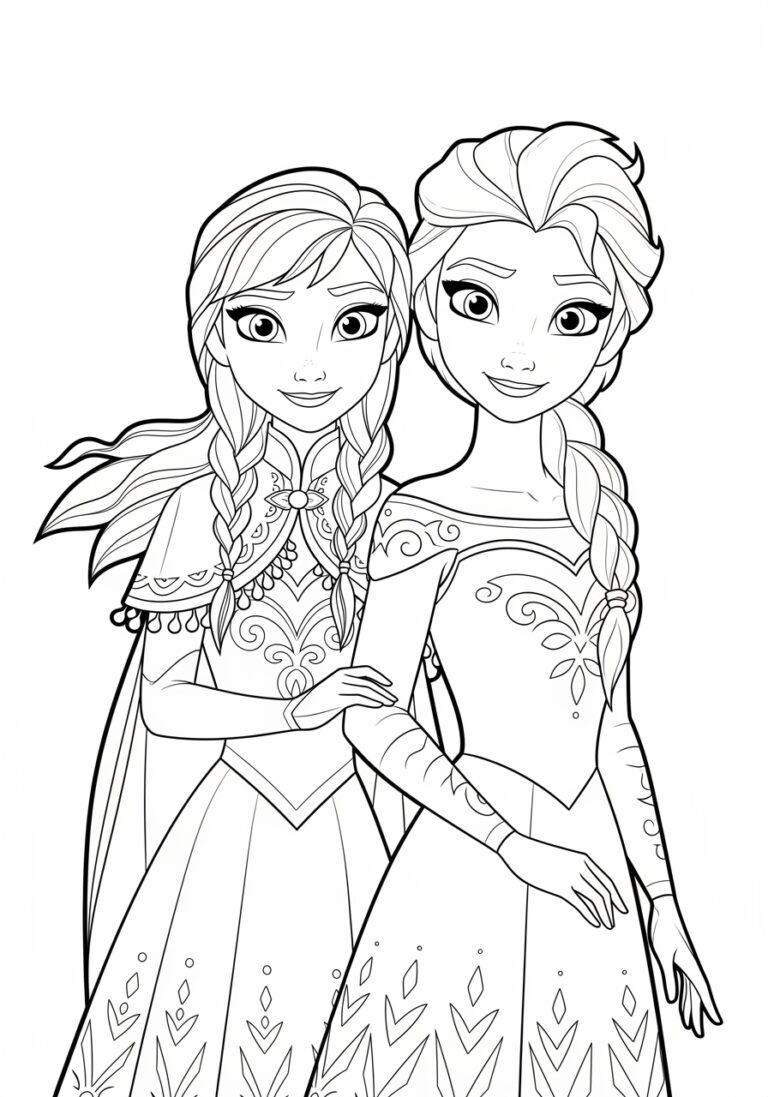Anna and Elsa Color Page Anna and Elsa Color Page