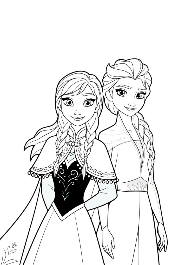 Anna and Elsa Frozen Coloring Page Anna and Elsa Frozen Coloring Page