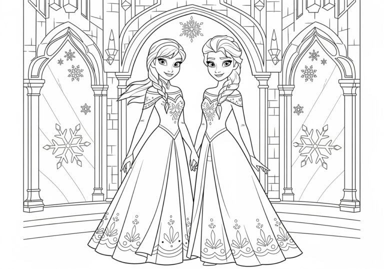 Anna & Elsa Coloring Page Anna & Elsa Coloring Page