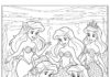 Ariel and Sisters Coloring Page