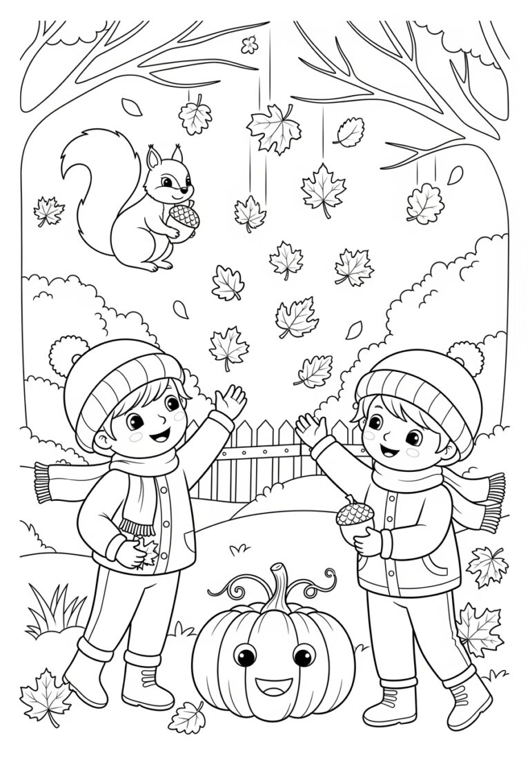 Autumn Colouring Page for Preschool