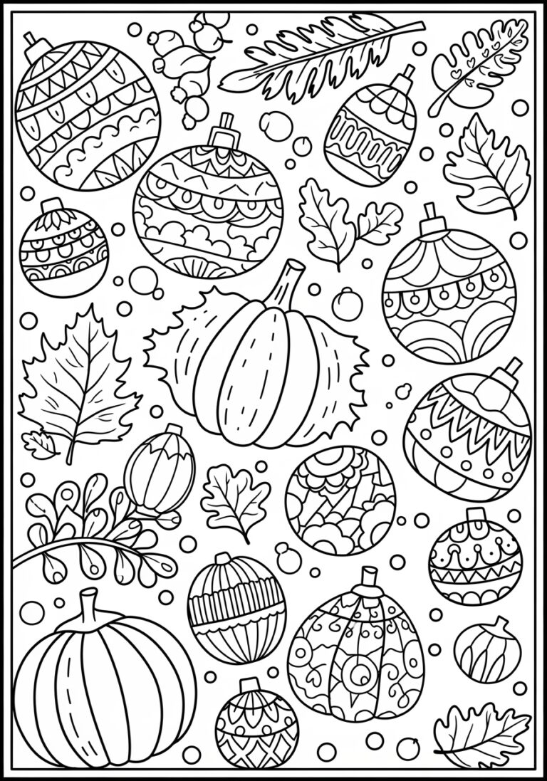 Autumn Themed Coloring Page Autumn Themed Coloring Page