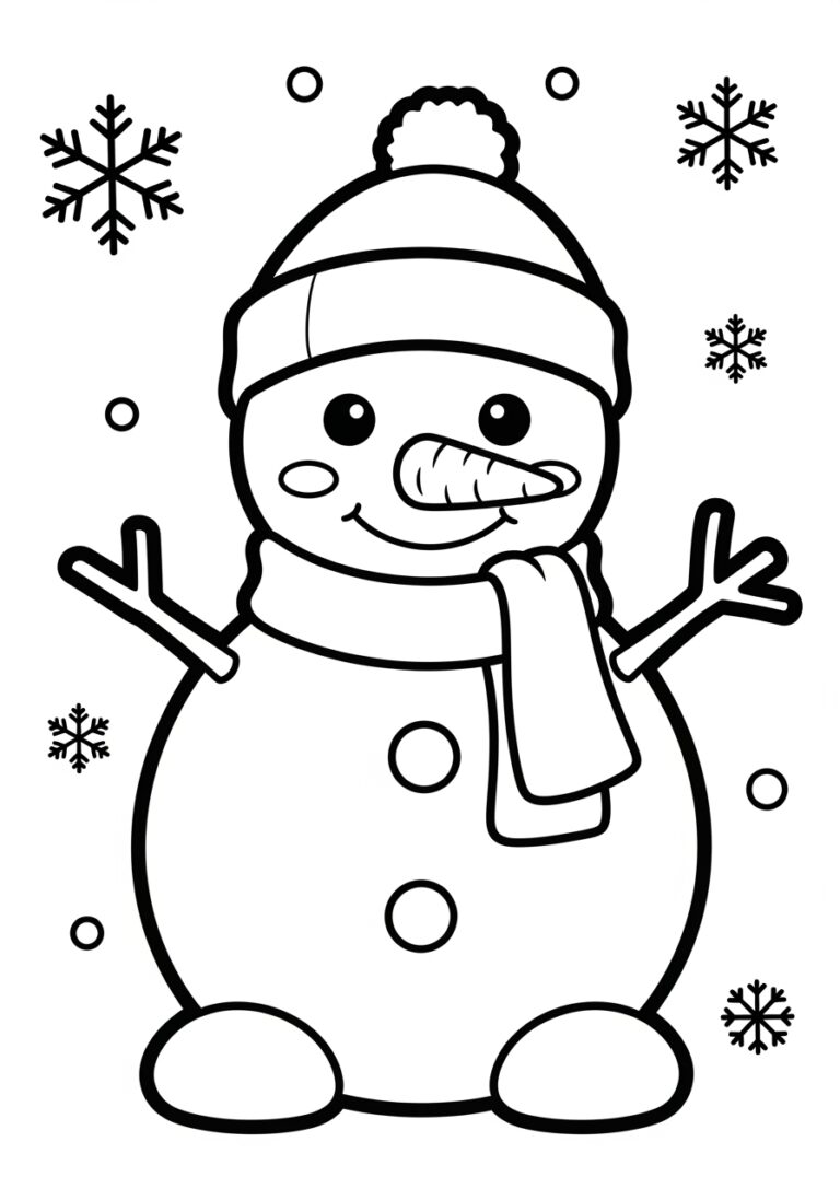 Baby Snowman Coloring Page Simple Shape