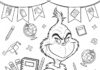 Back to School Grinch with Backpack Coloring Page