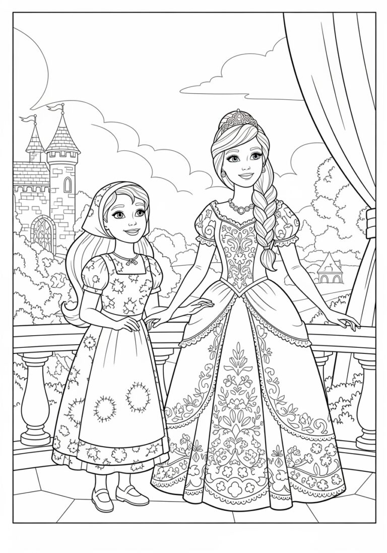 Barbie as the Princess and the Pauper Coloring Page Barbie as the Princess and the Pauper Coloring Page