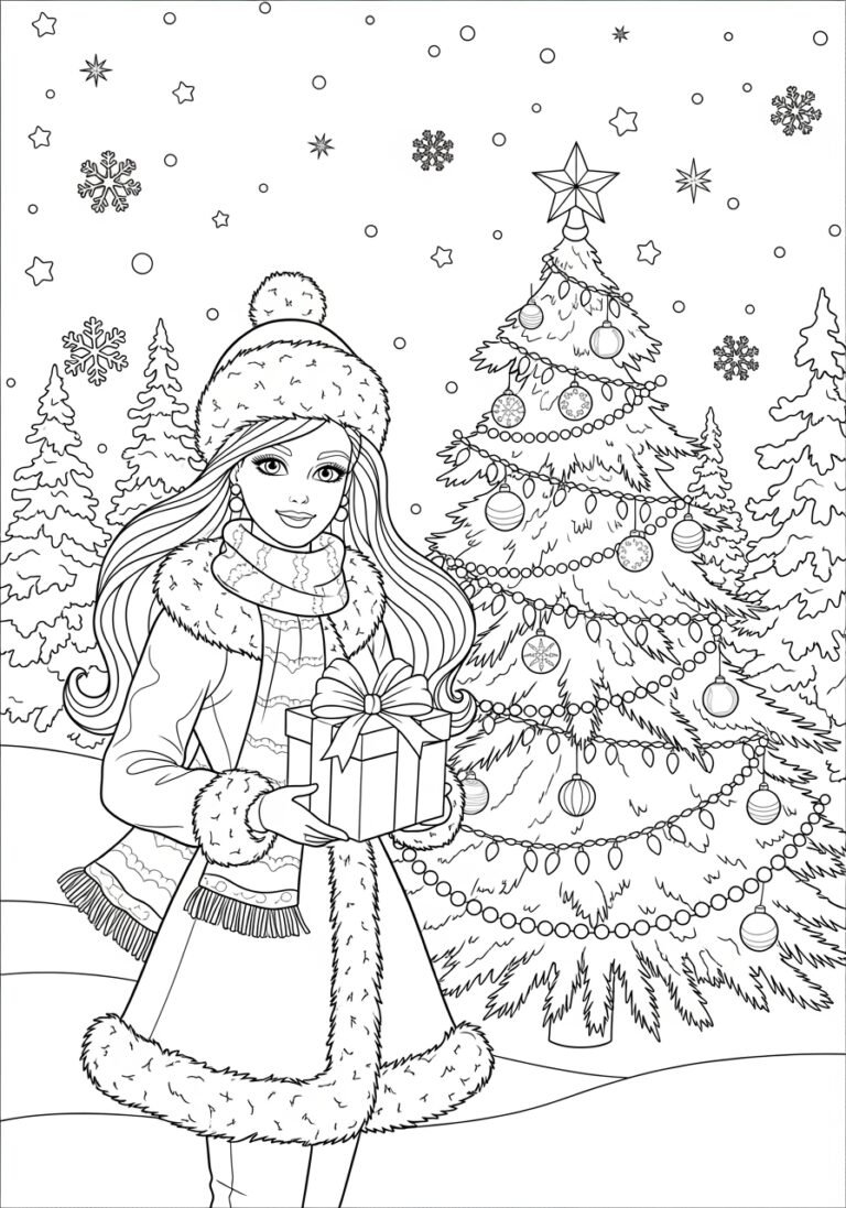 Barbie Christmas Coloring Page Barbie Christmas Coloring Page
