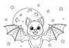 Bat and Pumpkin Coloring Page