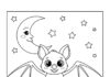 Bat with Jack-o-Lantern Candy Coloring Page to Print Out and Color