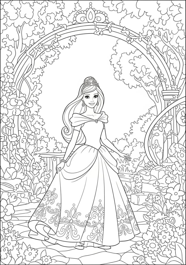 Beautiful Barbie Princess Coloring Page