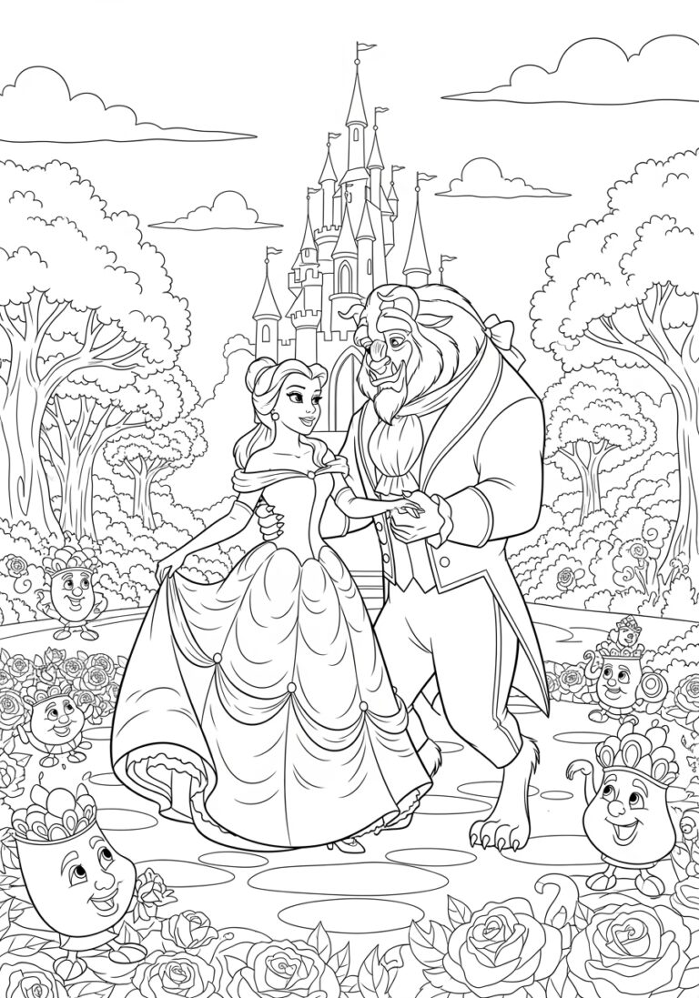 Belle and Beast Coloring Page Belle and Beast Coloring Page