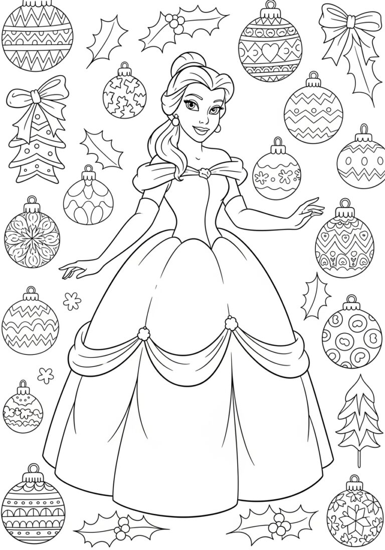 Belle Christmas Coloring Page Belle Christmas Coloring Page