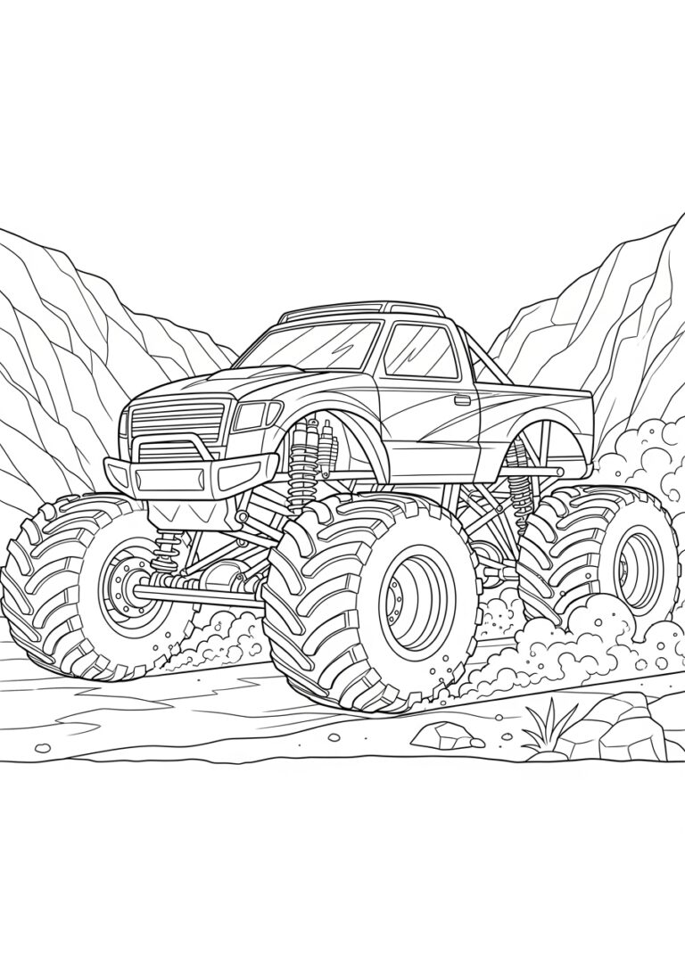 Big Monster Truck Coloring Page to Print Out and Color