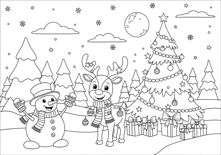 Black and White Christmas Coloring Page