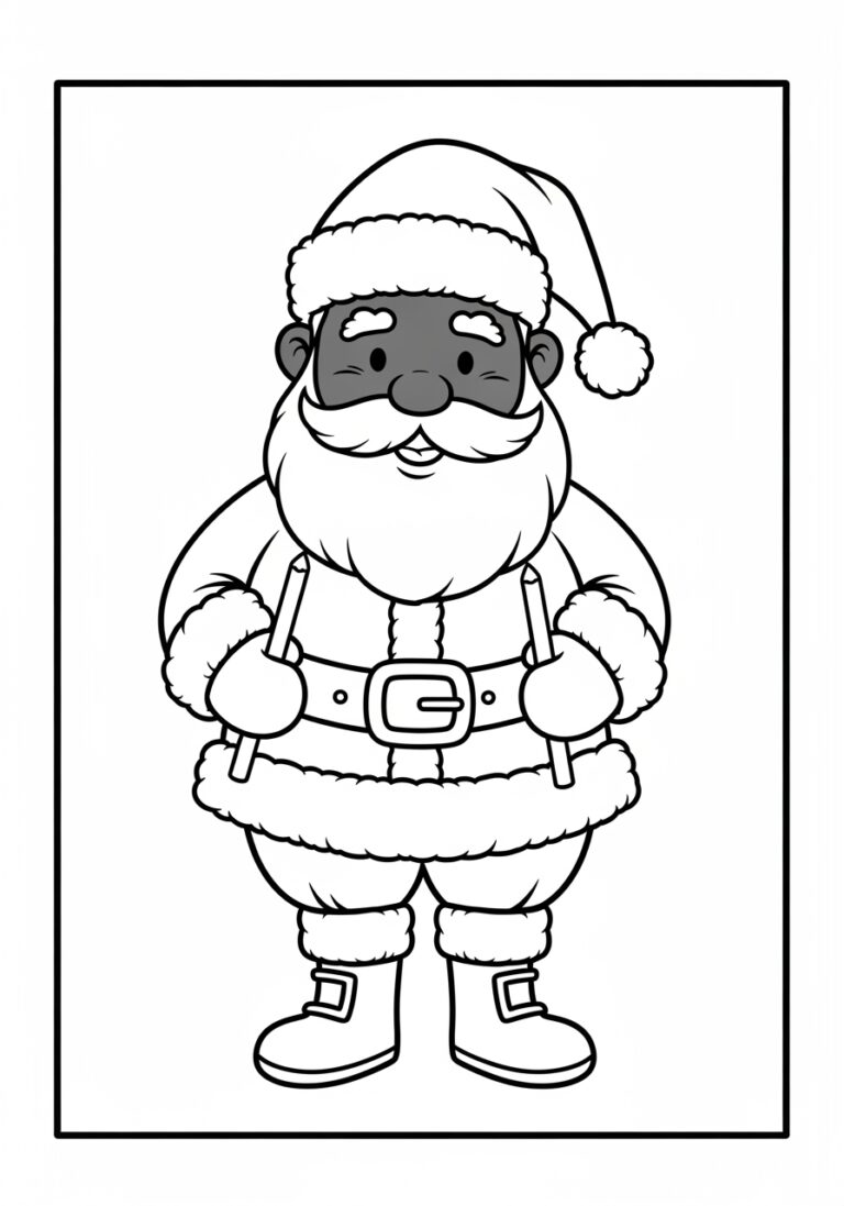 Black Santa Coloring Page Black Santa Coloring Page