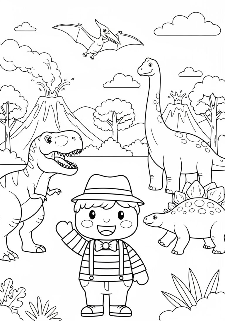 Blippi Dinosaur Coloring Page Blippi Dinosaur Coloring Page