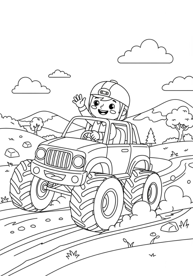 Blippi Monster Truck Coloring Page