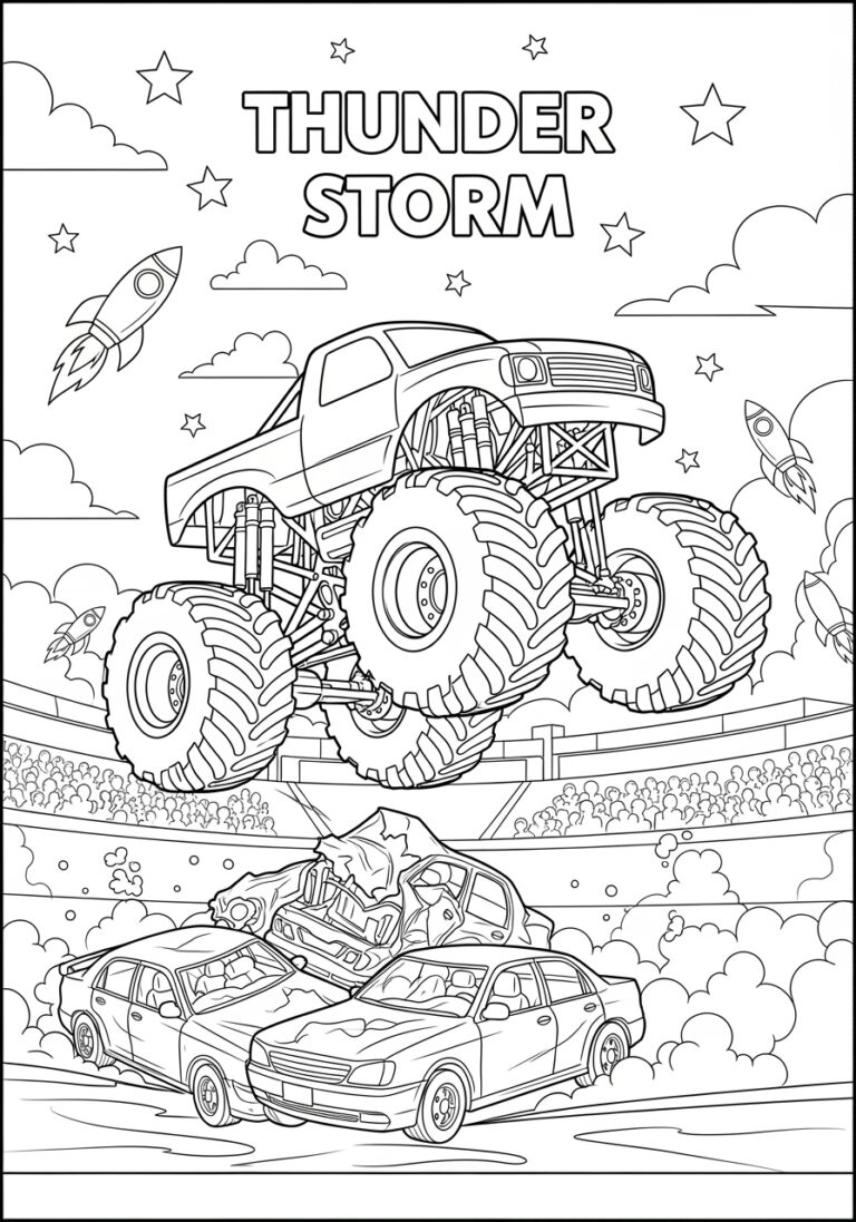 Blue Thunder Monster Truck Coloring Page