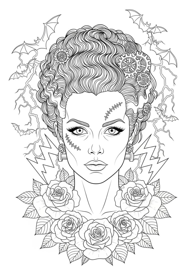 Bride of Frankenstein Coloring Page to Print and Color Bride of Frankenstein Coloring Page to Print and Color